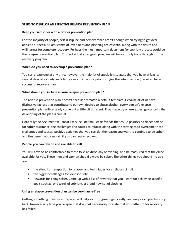 13 Best Images Of Relapse Prevention Plan Worksheets