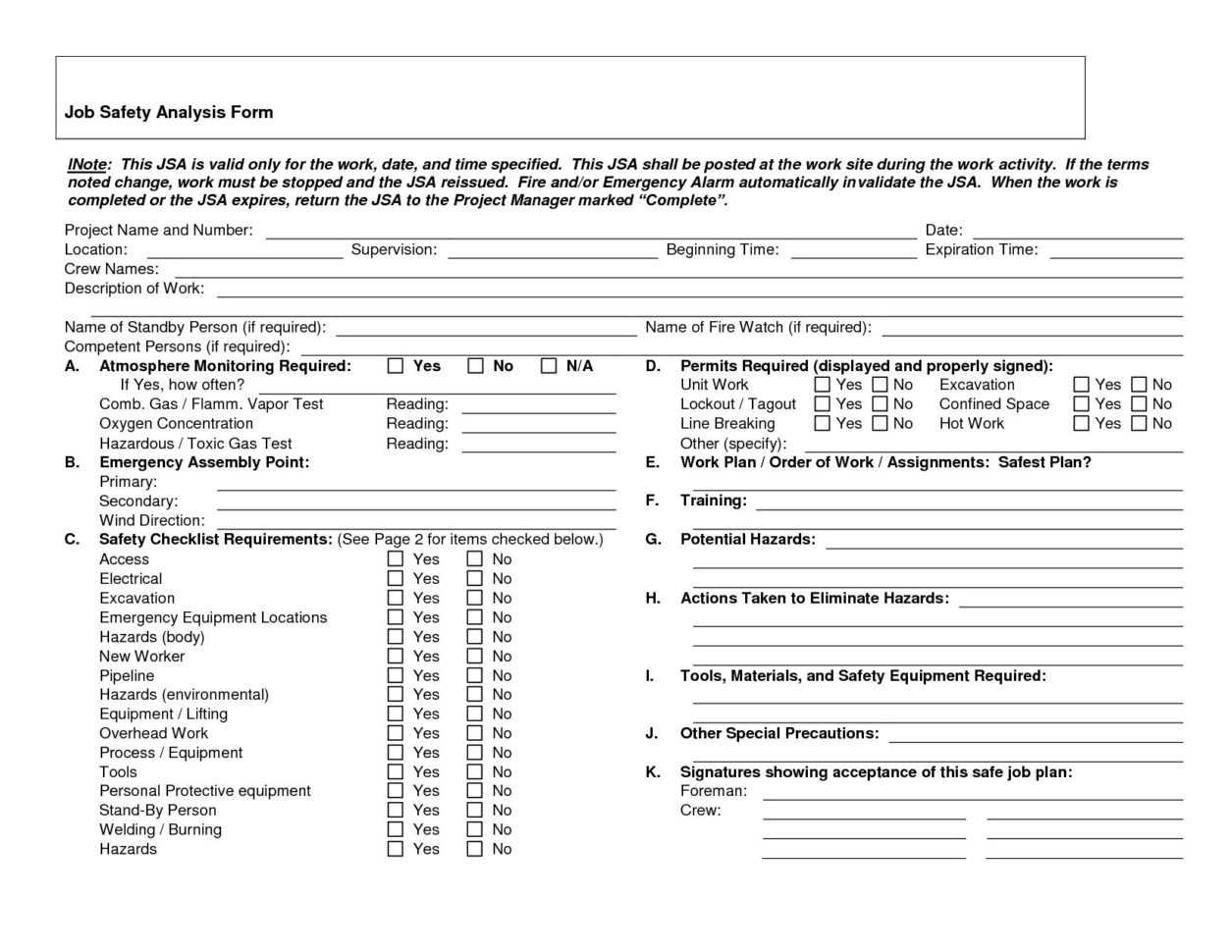 13 Job Safety Analysis   Pdf Word Pages