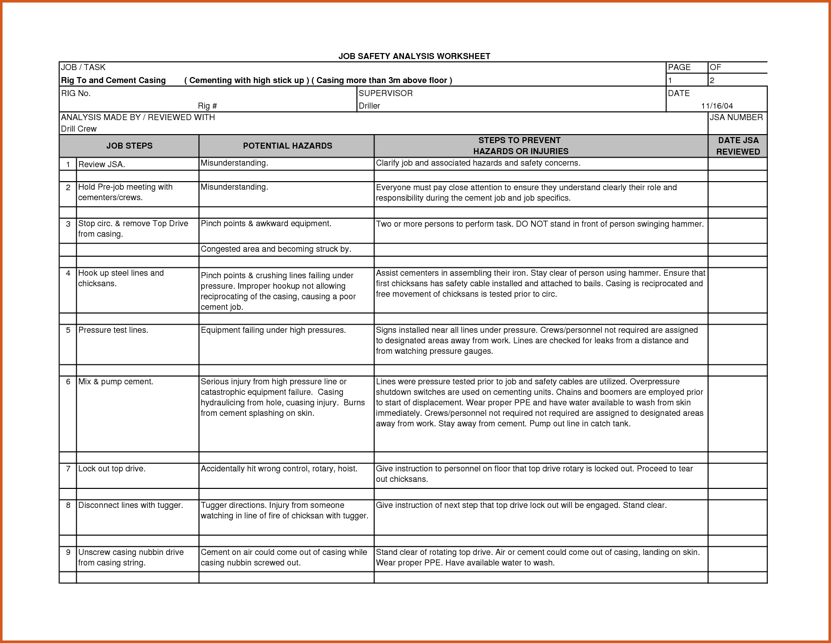 13 Job Safety Analysis   Pdf Word Pages
