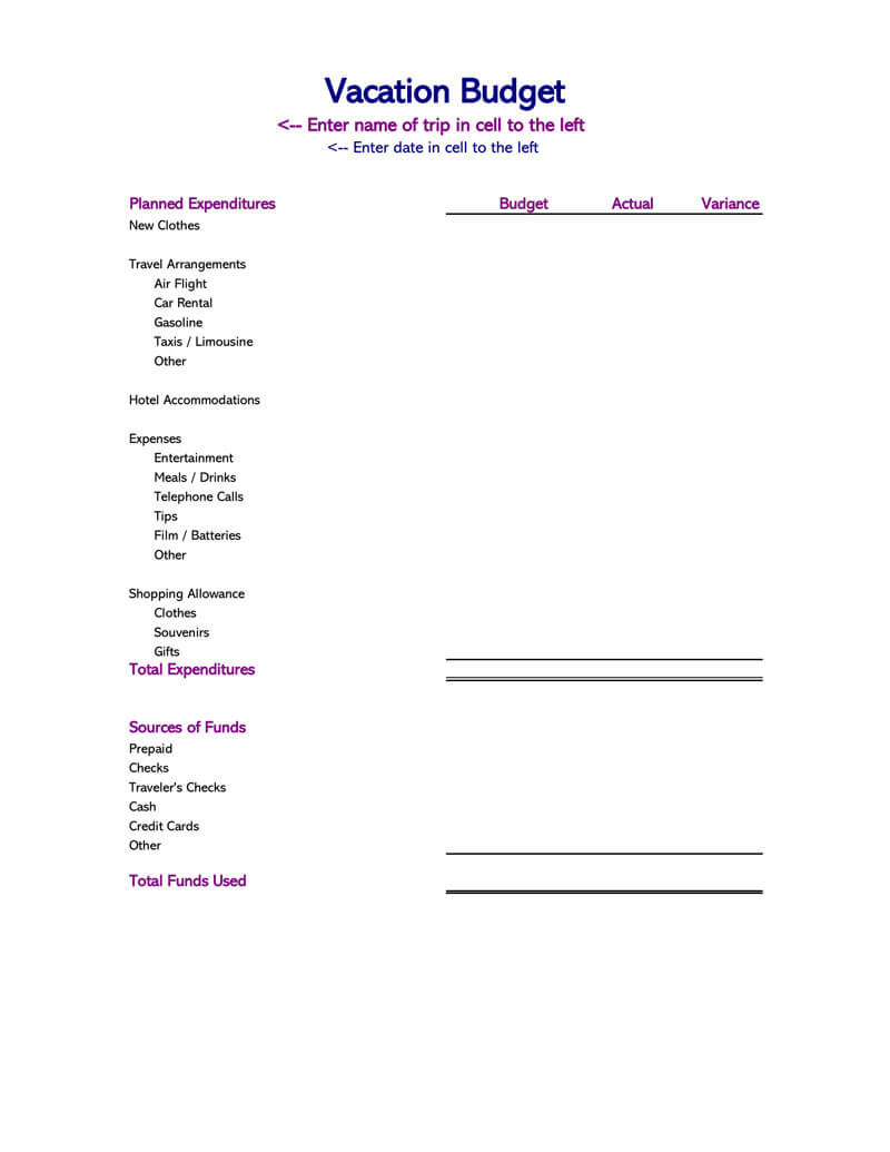14 Travel Budget Worksheet S For Excel And Pdf —