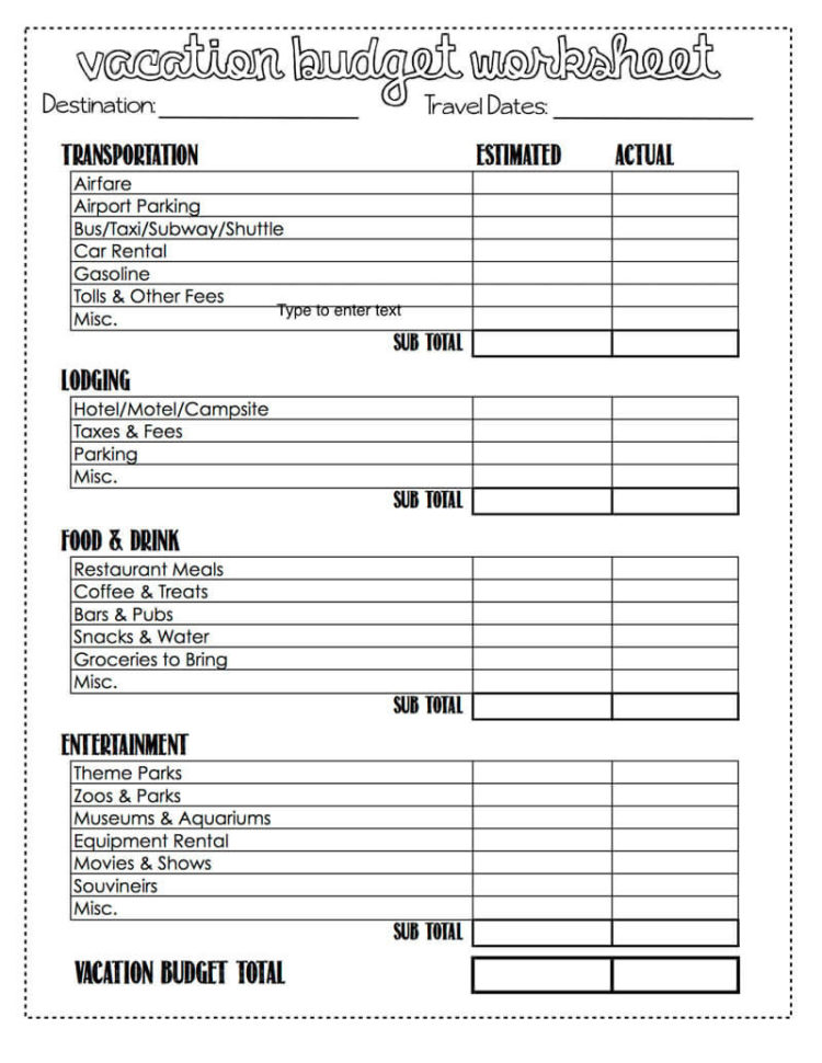 14 Travel Budget Worksheet S For Excel And Pdf