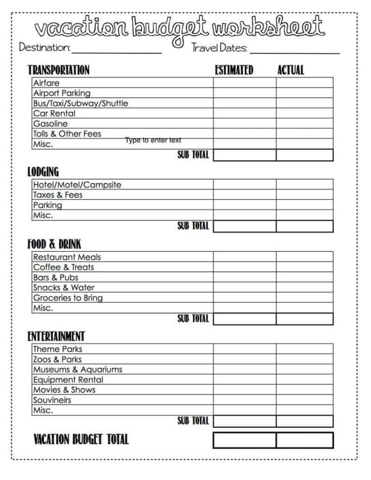 14 Travel Budget Worksheet S For Excel And Pdf