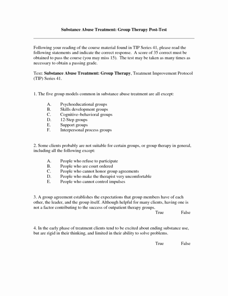 Substance Abuse Group Therapy Worksheets