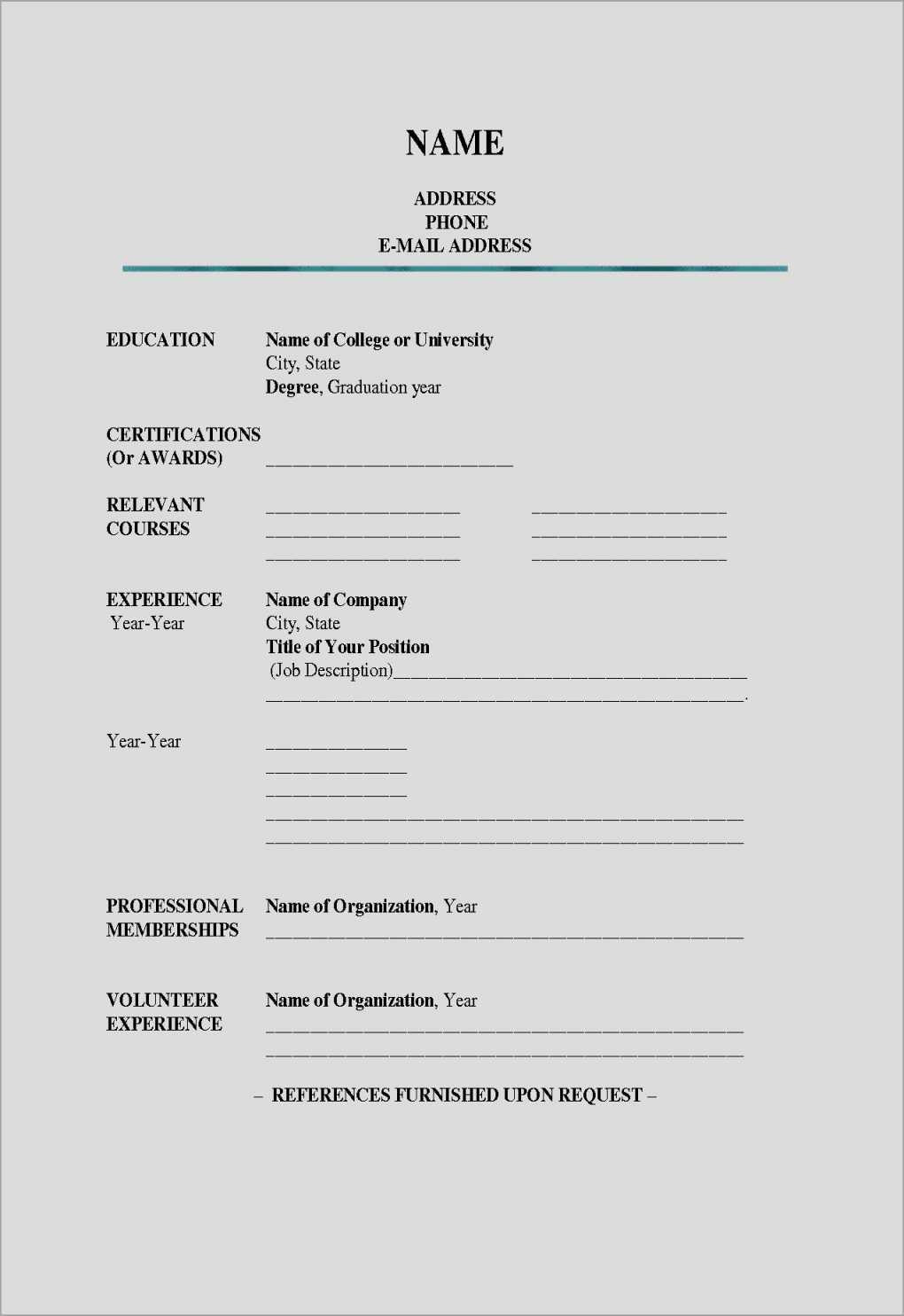 resume template blank