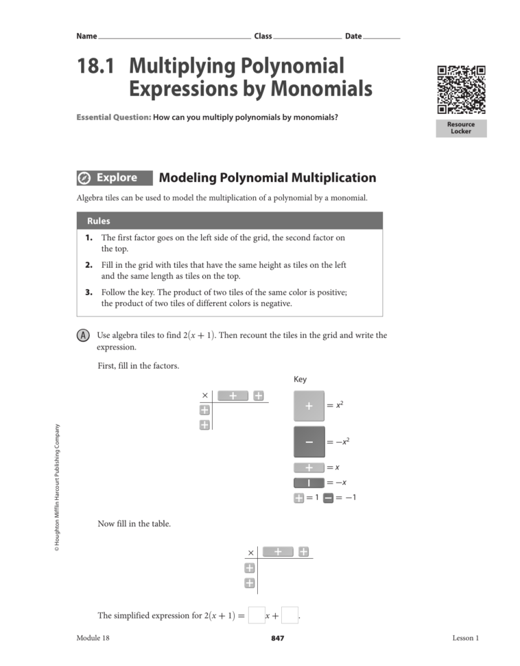 181 Multiplying Polynomial Expressionsmonomials