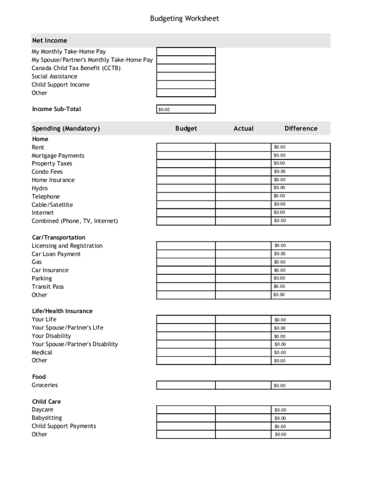 19 Budget Worksheet   Word Pdf Excel