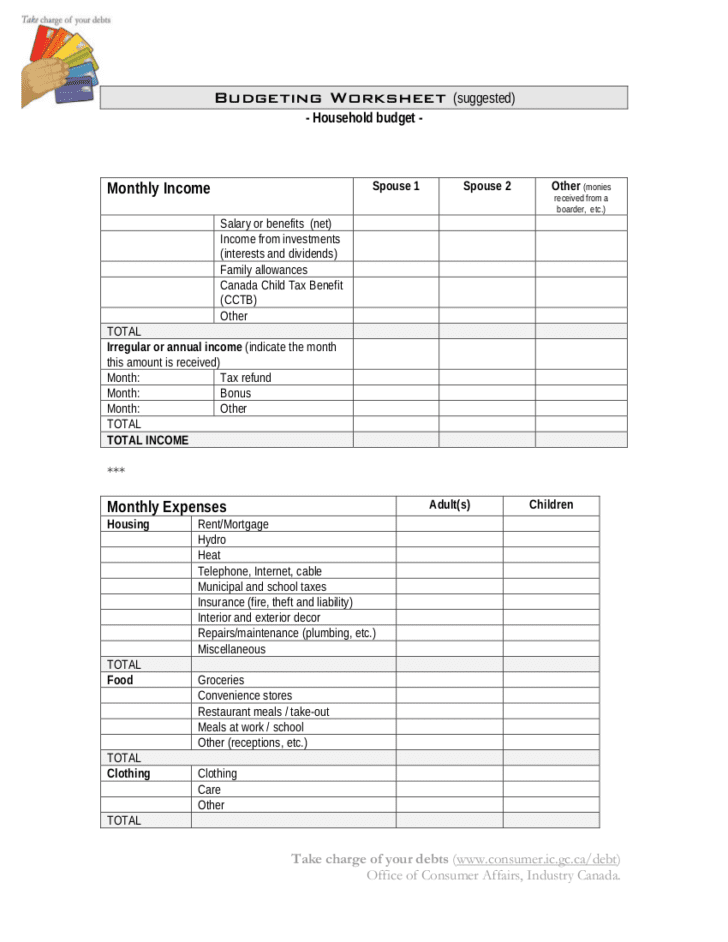Monthly Expenses Worksheet
