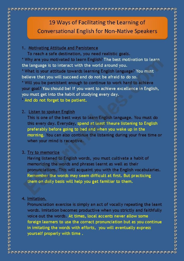 Non English Speaking Students Worksheets