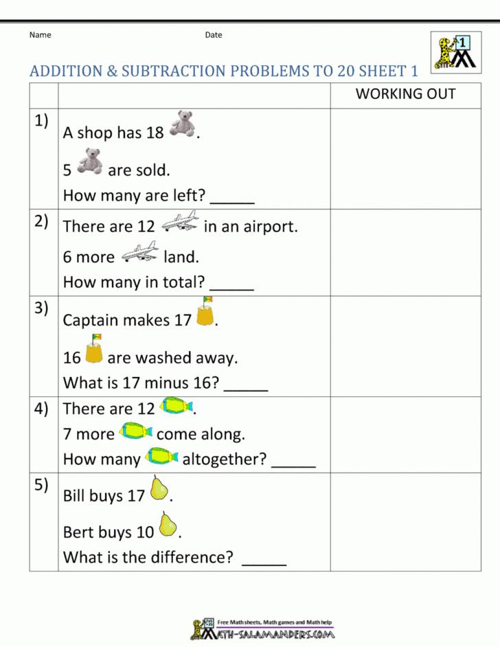 First Grade Math Addition And Subtraction Worksheets — db-excel.com