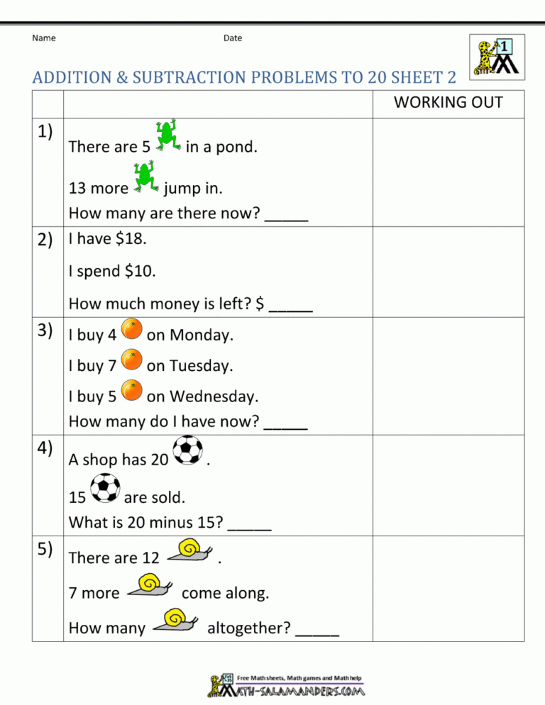 First Grade Math Addition And Subtraction Worksheets — db-excel.com