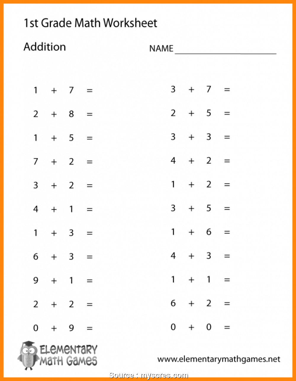 1St Grade Addition And Subtraction Worksheets  Math