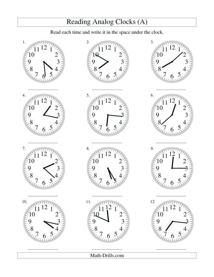 1St Grade Clock Worksheets  Mathworksheets