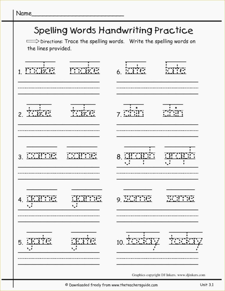 1St Grade Handwriting Worksheets