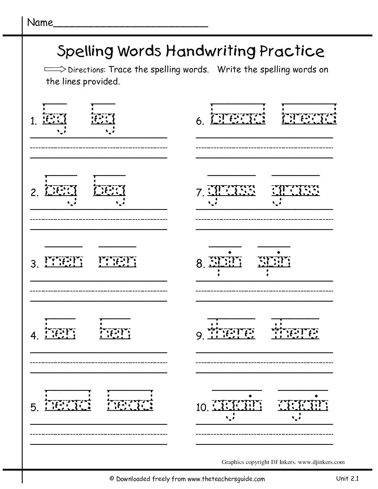 1St Grade Handwriting Worksheets For Printable  Math