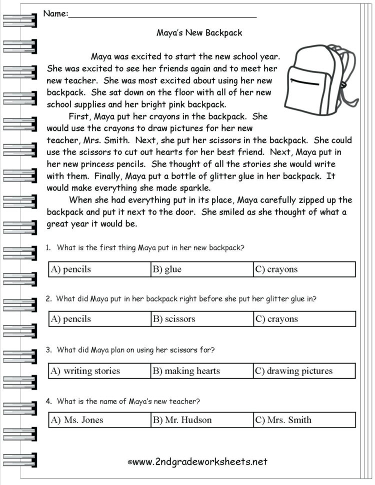 1St Grade Reading Comprehension Worksheets For Print  Math