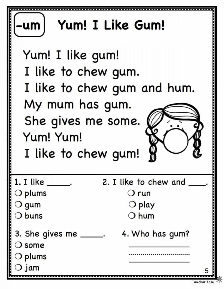 1St Grade Reading Comprehension Worksheets » High School