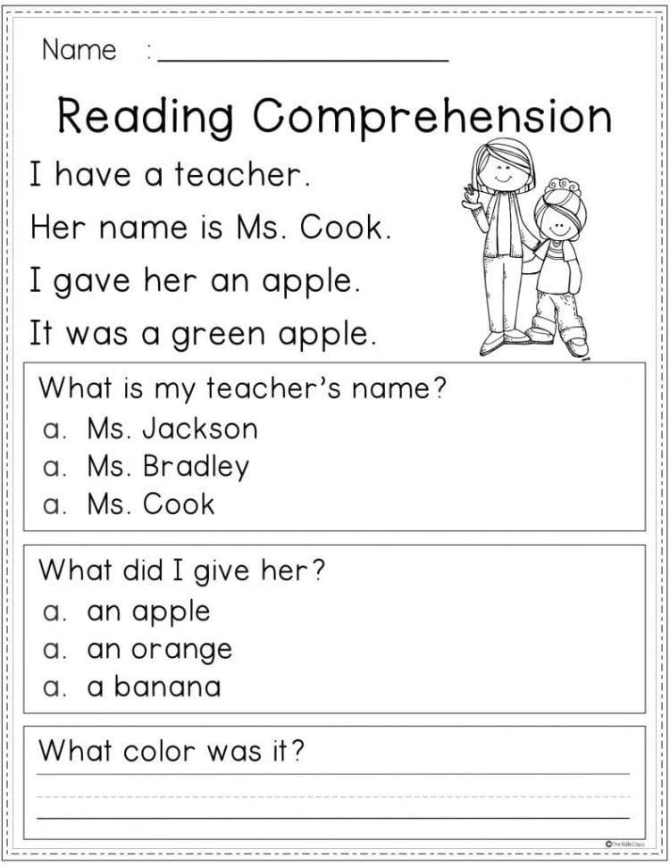 1St Grade Reading Comprehension Worksheets Multiple Choice