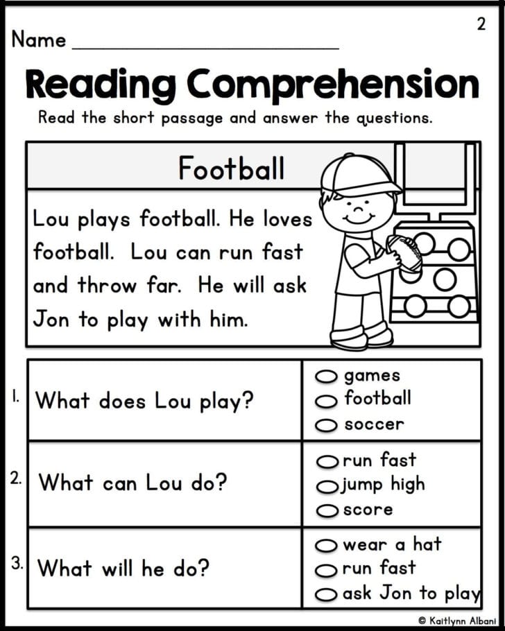 1St Grade Reading Comprehension Worksheets Multiple Choice