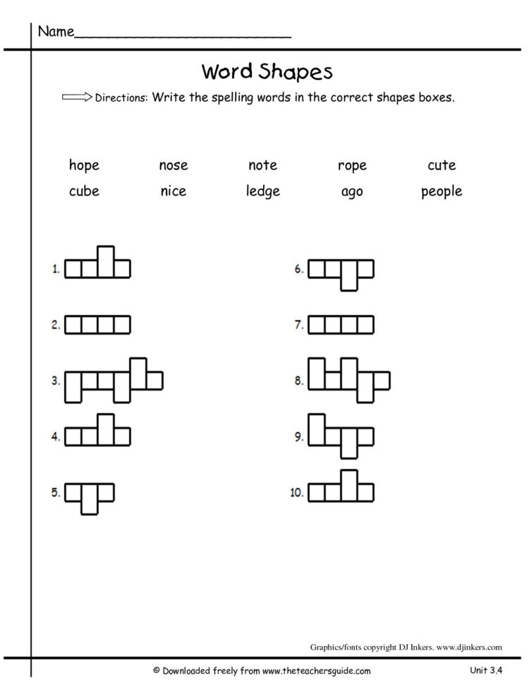 1St Grade Spelling Words Worksheets Free Printables