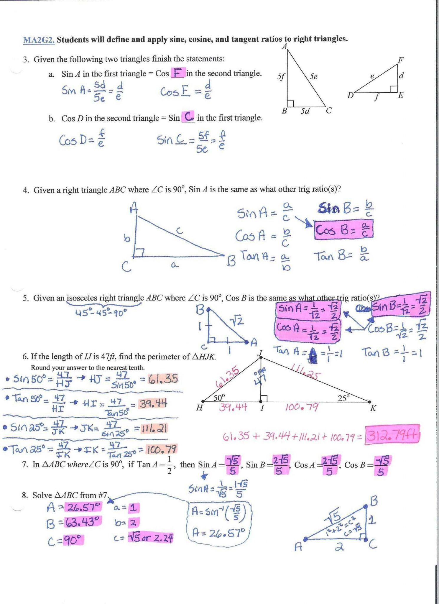 2 8B Angles Of Triangles Worksheet Answers | db-excel.com