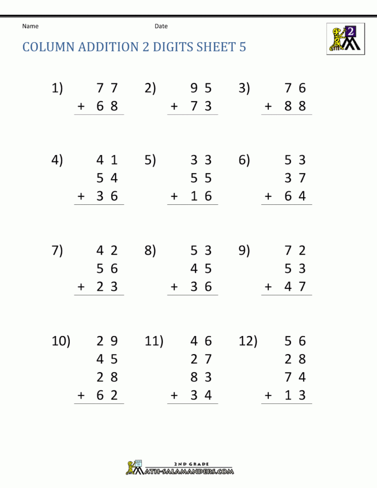 2 Digit Addition Worksheets