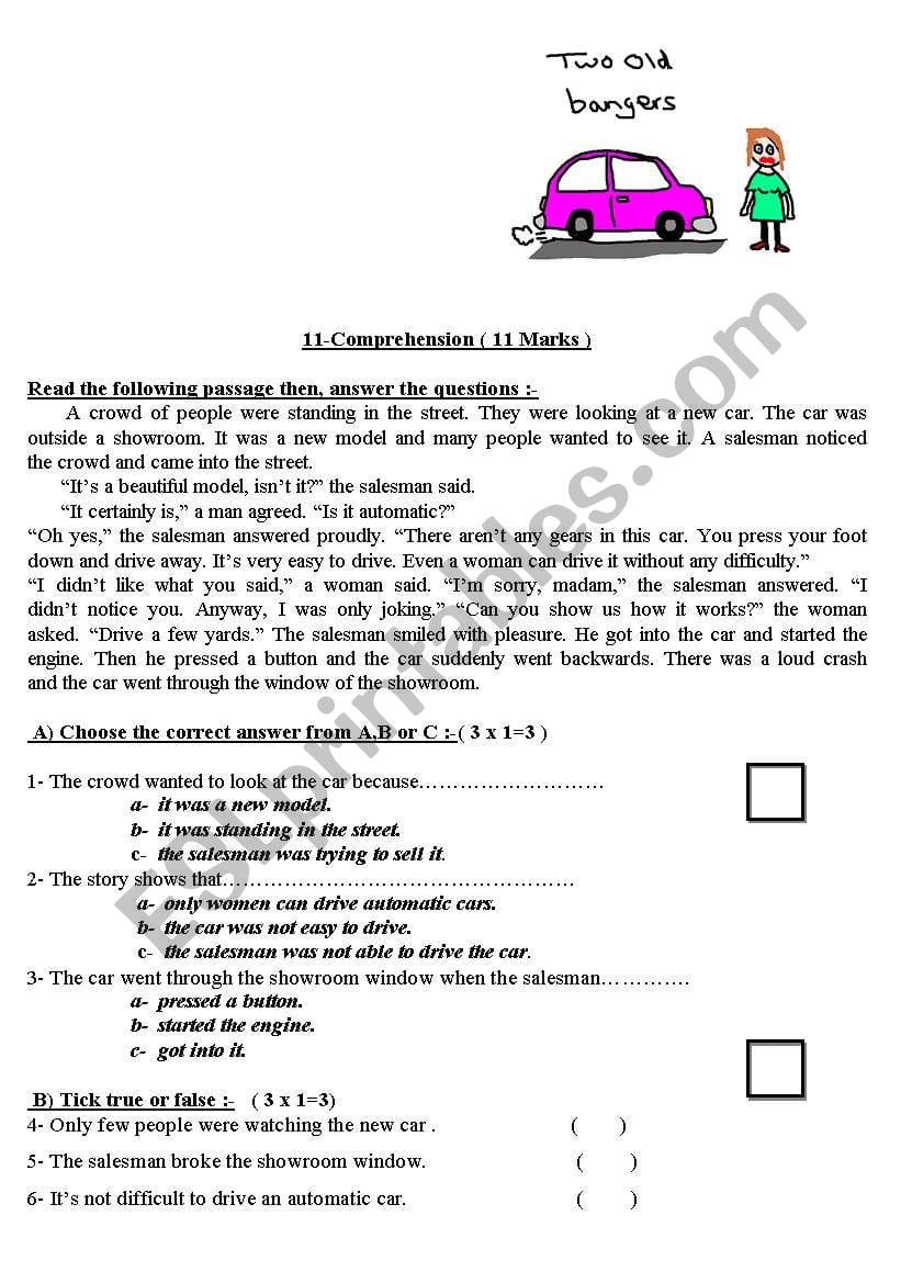 2 Reading Comprehension Worksheets For Intermediate Level