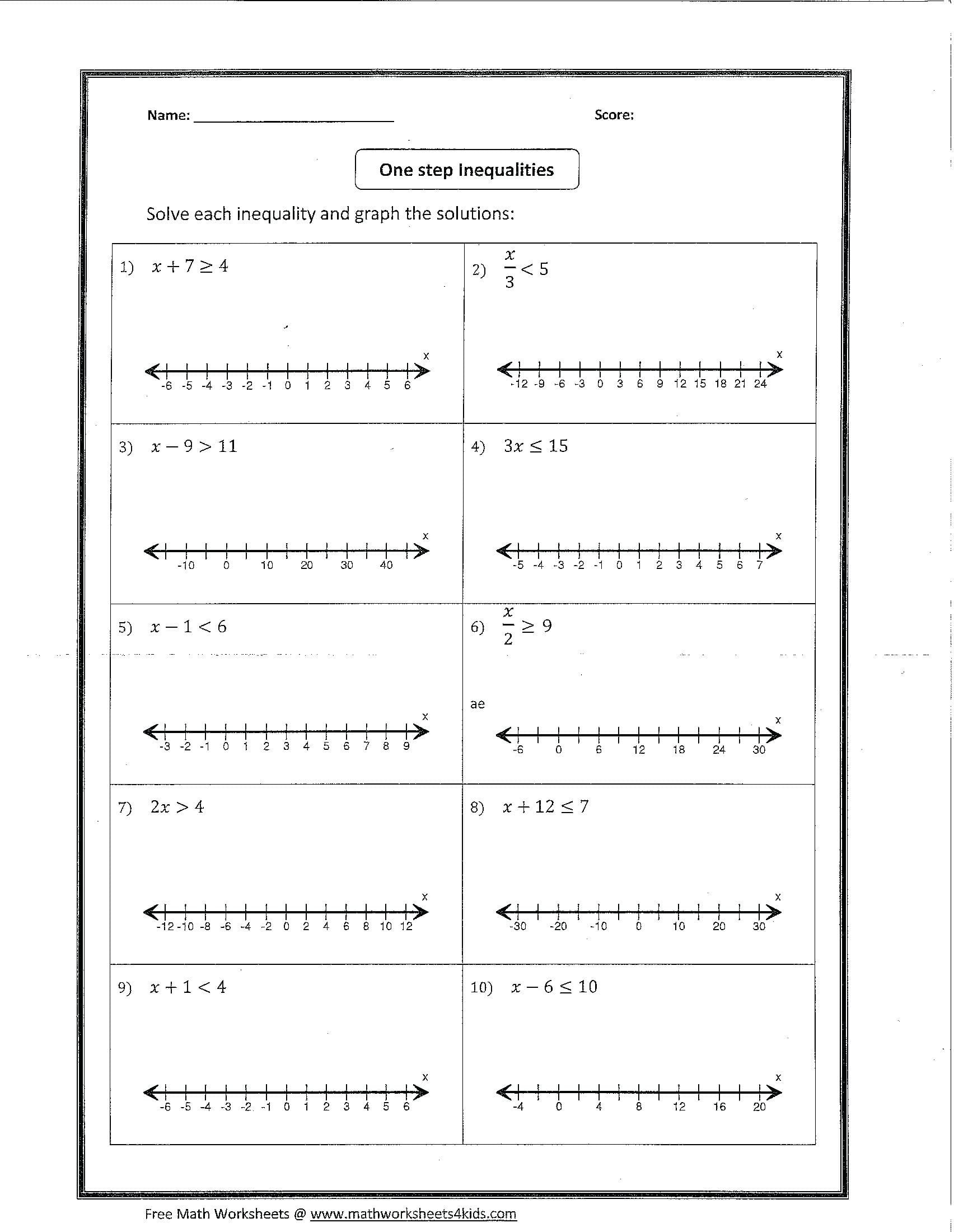 One Step Inequality Word Problems Worksheet —