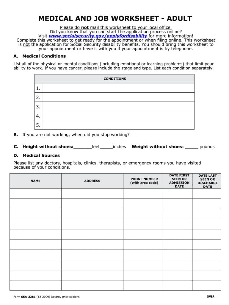 20092019 Form Ssa3381 Fill Online Printable Fillable
