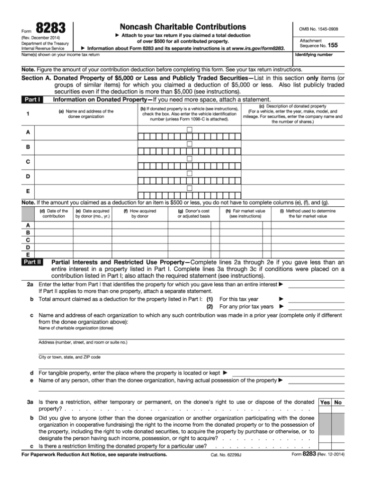 20142019 Form  8283 Fill Online Printable Fillable