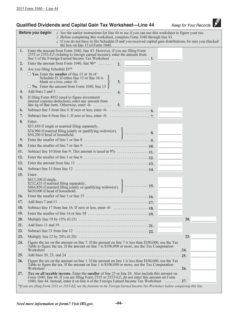 20152019 Form  Instruction 1040 Line 44 Fill Online