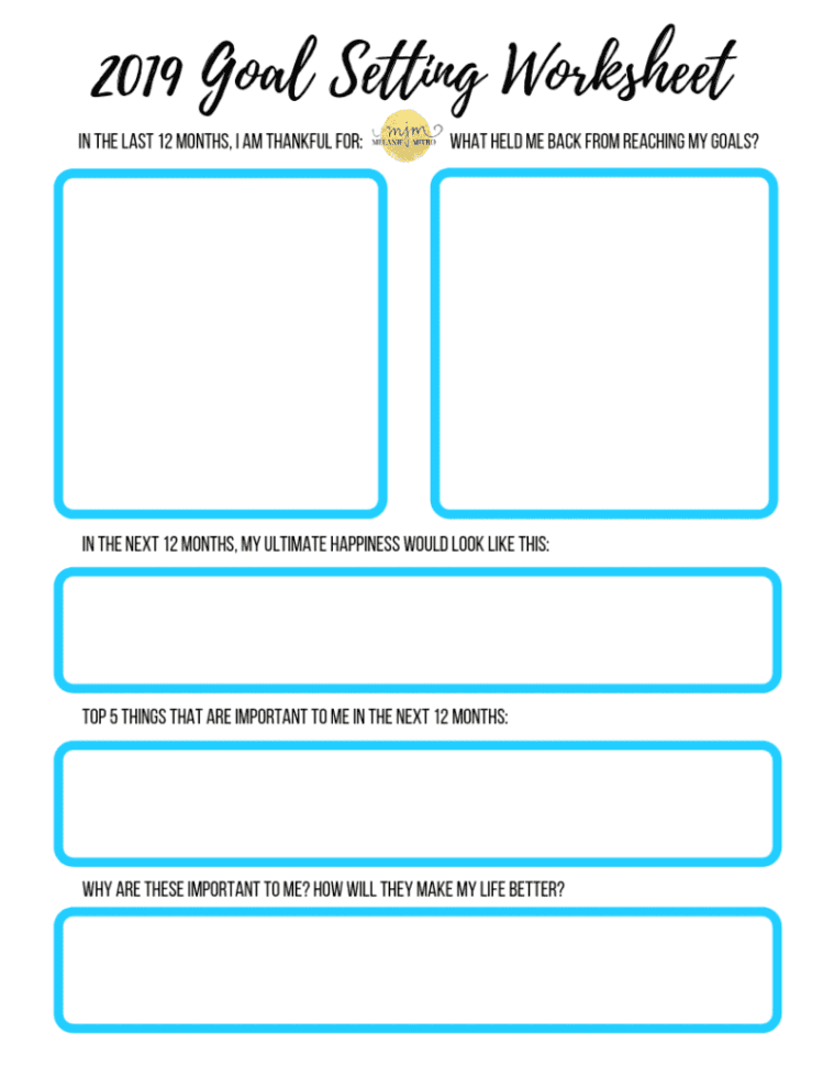 2019 Goal Setting Worksheet  Melanie Mitro