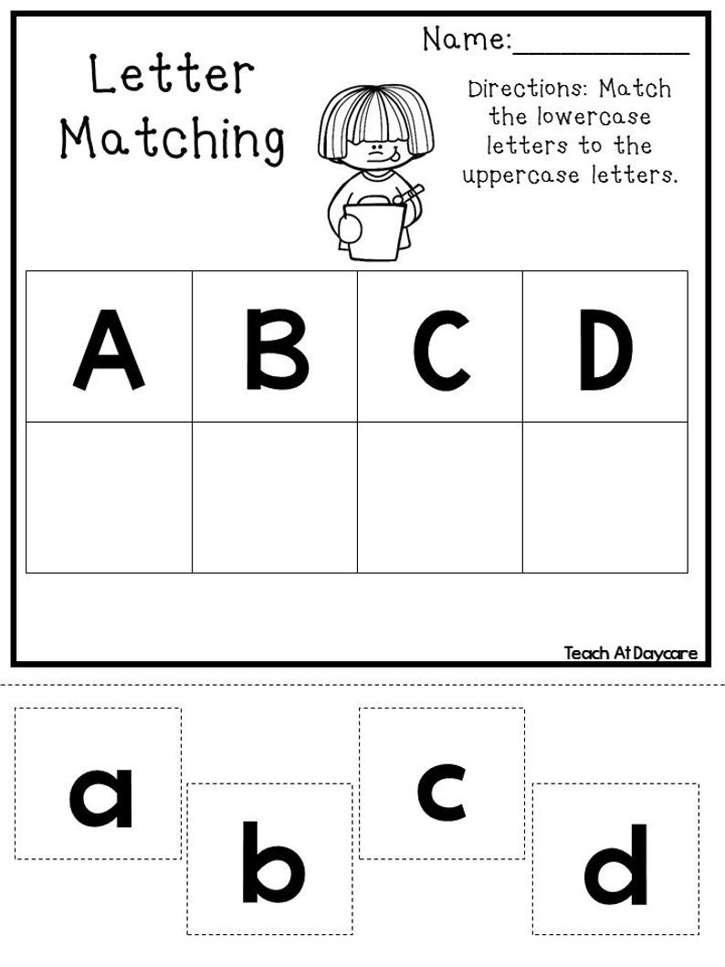 21 Printable Alphabet Matching Worksheets Preschoolkdg Phonics Db excel