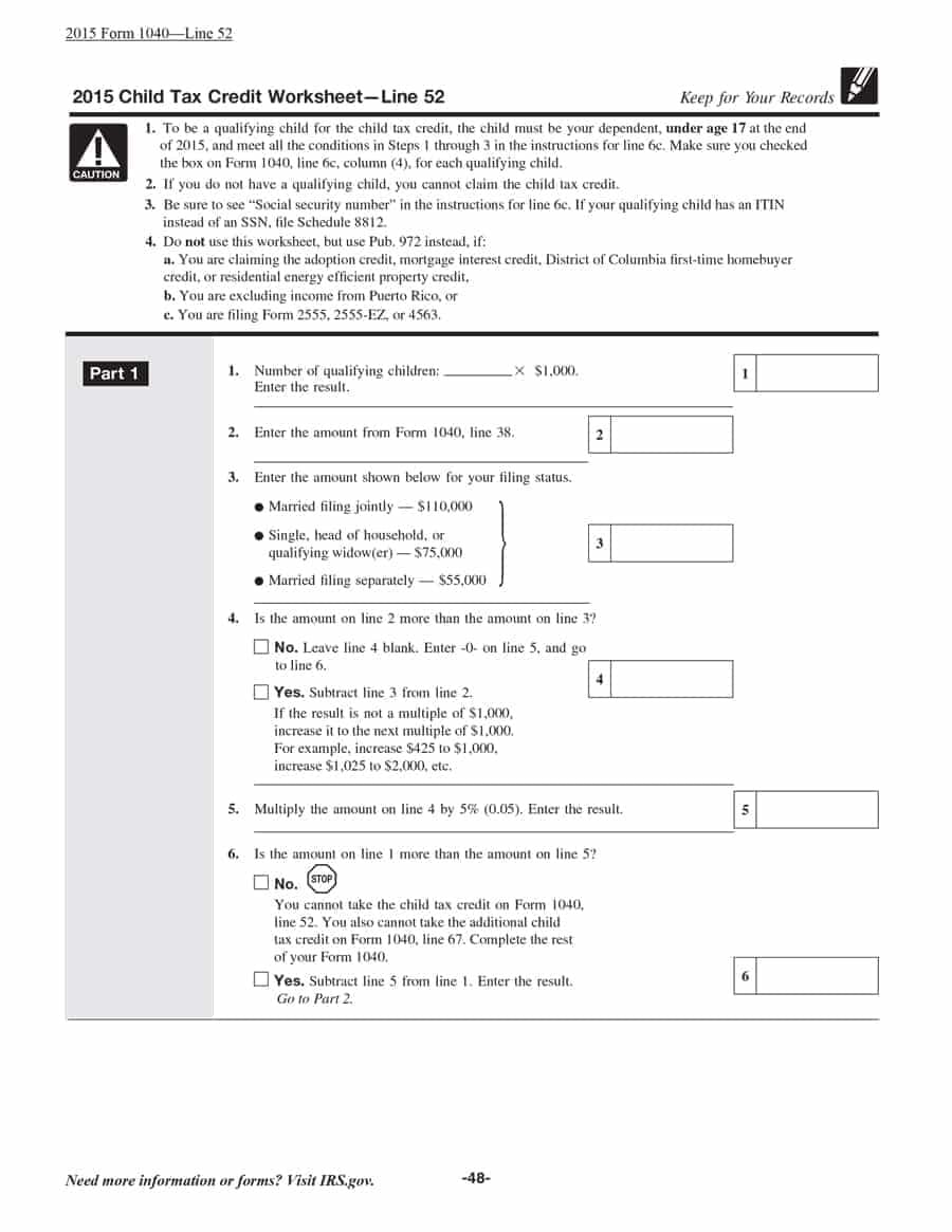 23 Latest Child Tax Credit Worksheets Calculators  Froms