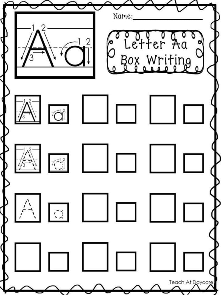 26 Printable Alphabet Box Writing Worksheets Preschoolkdg Phonics