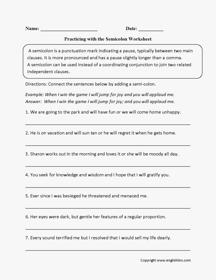 27 Awesome Of Cheerful Semicolons And Colons Worksheets Stock