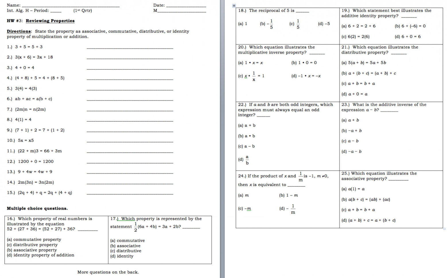 28 Commutative Property Of Addition Worksheets New Math