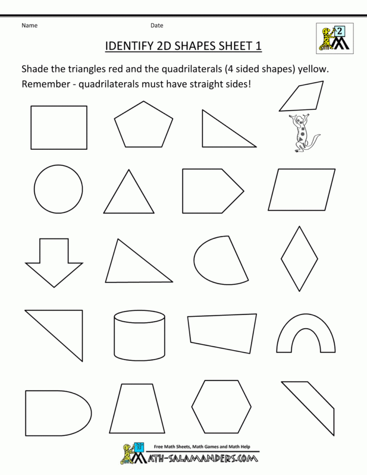 2D Shapes Worksheets