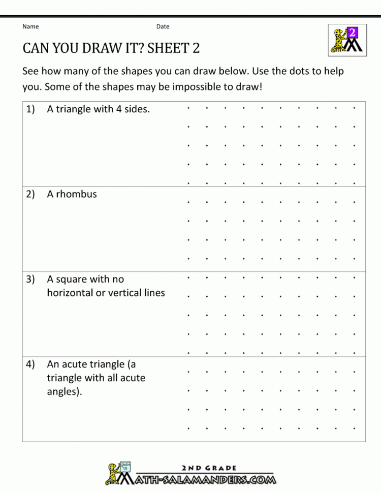 2D Shapes Worksheets 2Nd Grade