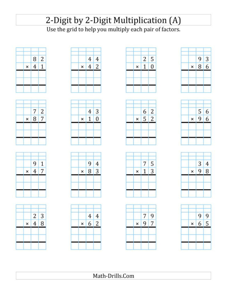 Box Method Multiplication Worksheet