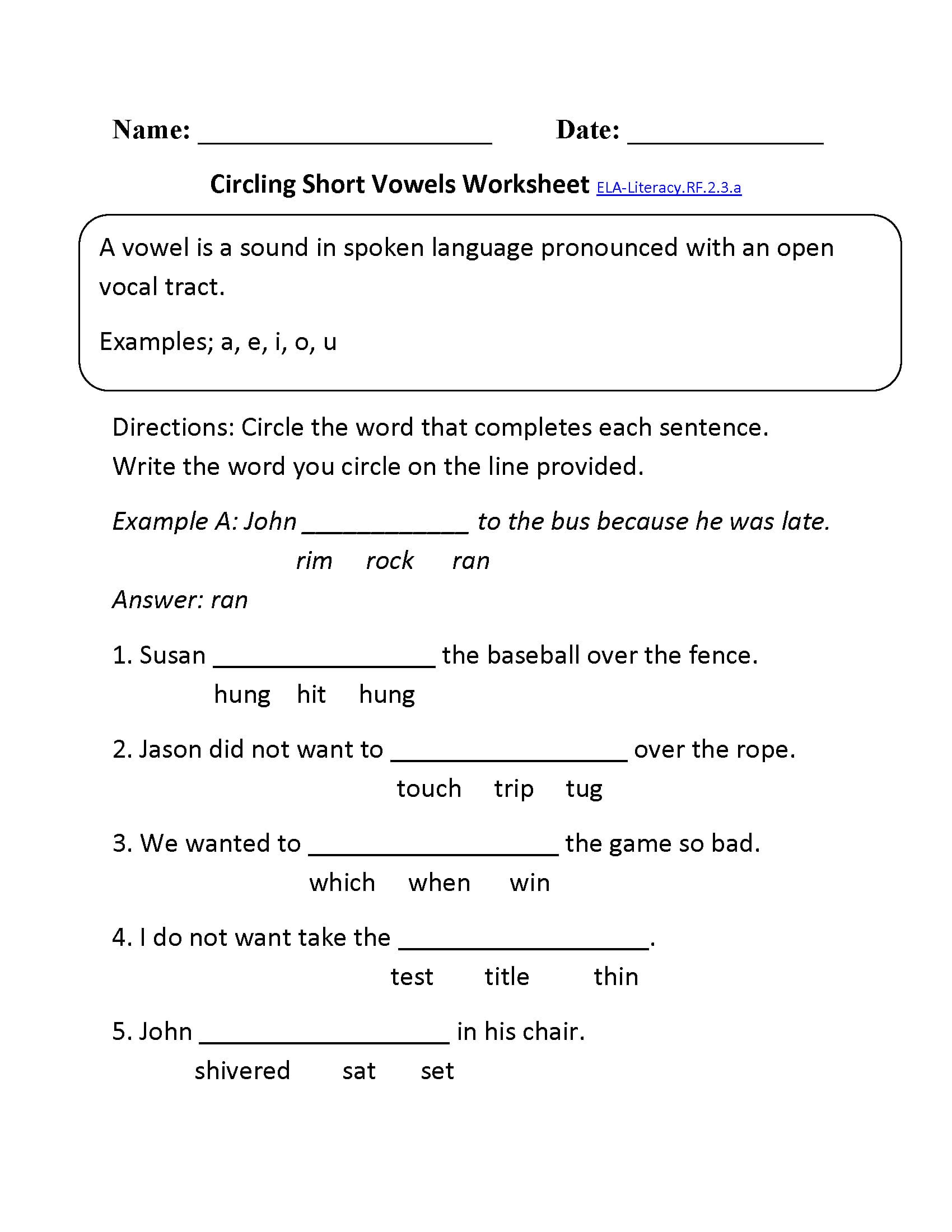 2Nd Grade Common Core  Reading Foundational Skills Worksheets