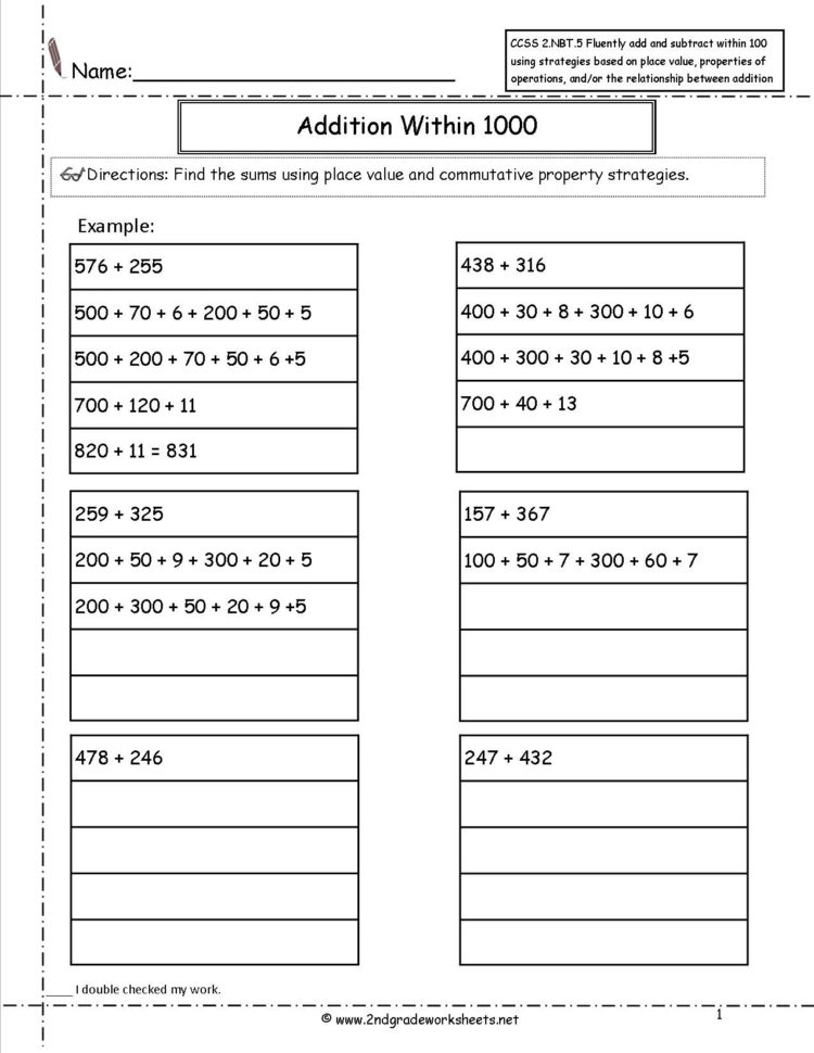 2Nd Grade Math Common Core State Standards Worksheets