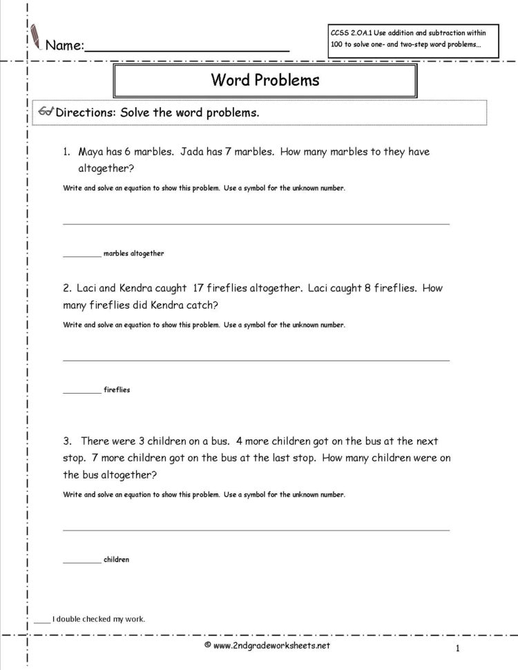 2Nd Grade Math Common Core State Standards Worksheets