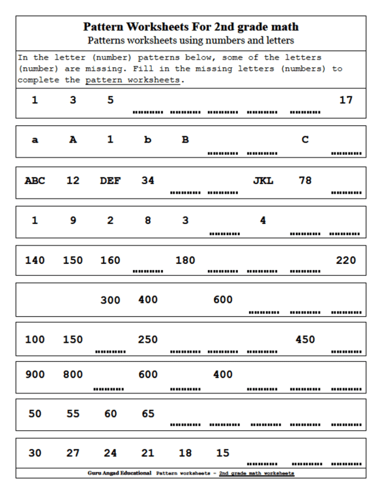 number patterns worksheets 3rd grade db excelcom