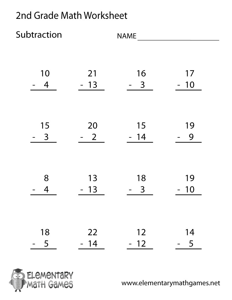2Nd Grade Math Subtraction Printable Worksheets – Printall