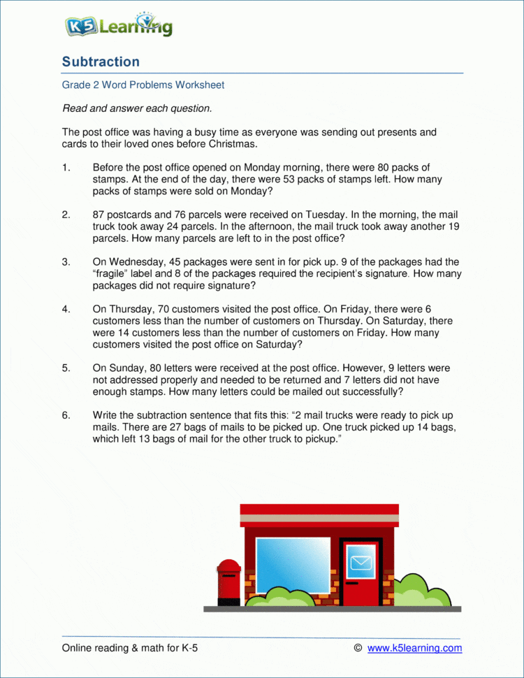 2Nd Grade Math Word Problem Worksheets  Free And Printable