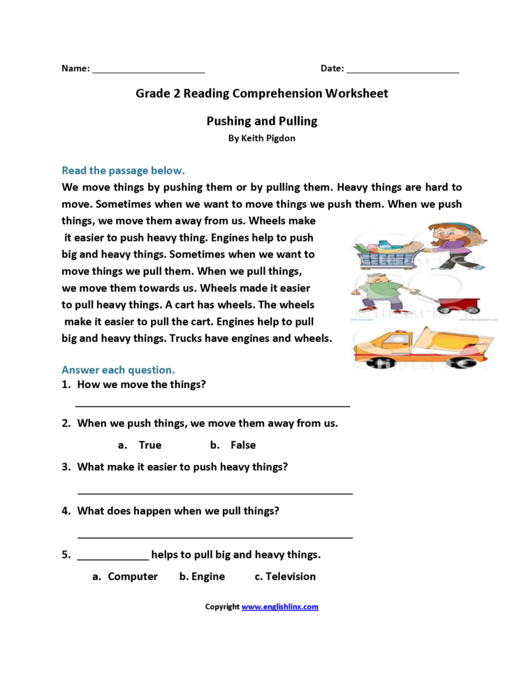 Reading Comprehension Worksheets For 2nd Grade Printable 2nd Grade 