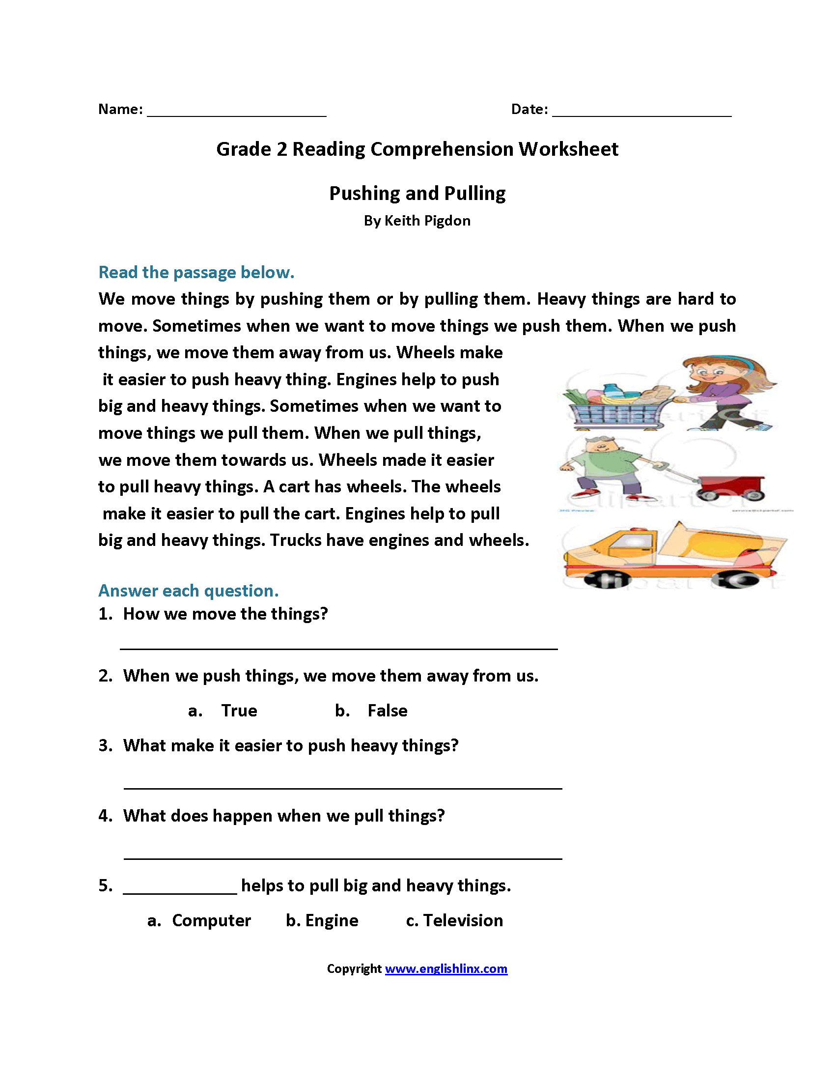2Nd Grade Reading Comprehension Worksheets Pdf For Printable
