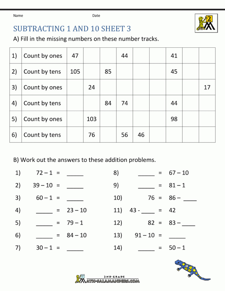 2Nd Grade Subtraction Worksheets