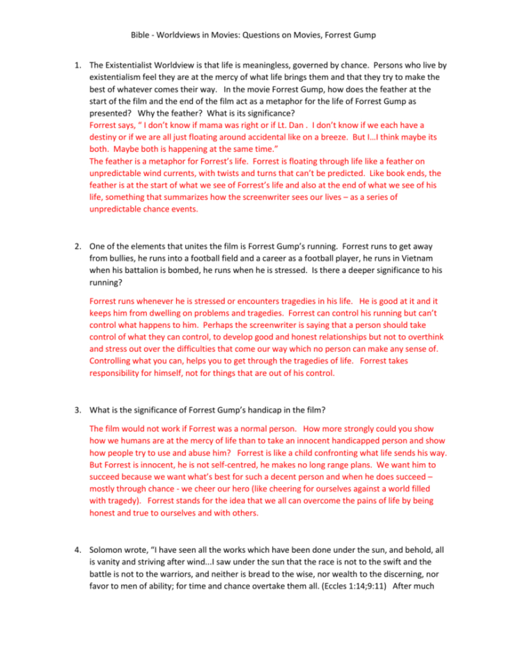 Forrest Gump Movie Worksheet Answers — db-excel.com