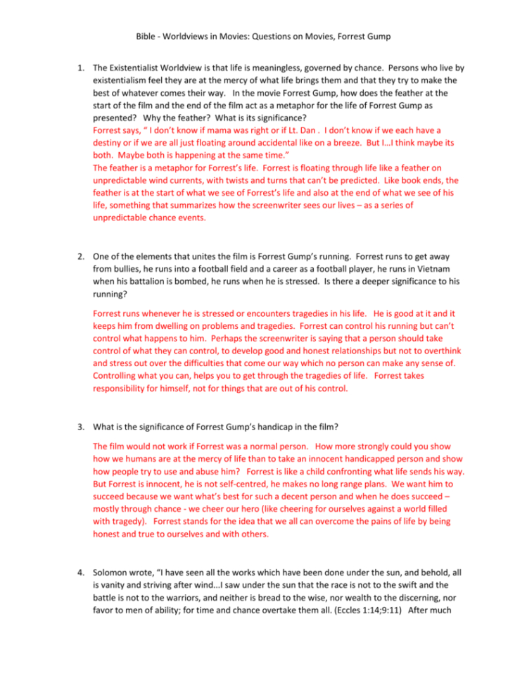 3 Forrest Gump Answers 3 Forrest Gump Answers